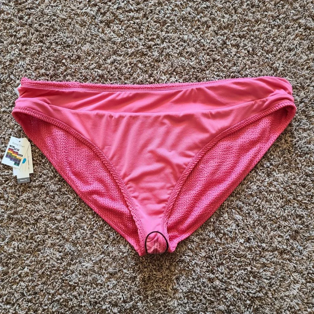 Time and Tru Women's Plus Crinkle Texture Bikini Swim Bottom Pink Size 3X